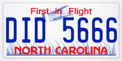 NC license plate DID5666
