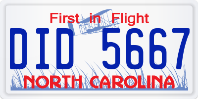NC license plate DID5667