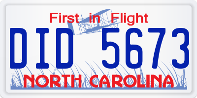 NC license plate DID5673