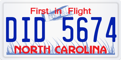 NC license plate DID5674