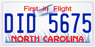 NC license plate DID5675