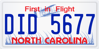 NC license plate DID5677