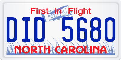 NC license plate DID5680
