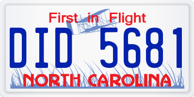 NC license plate DID5681