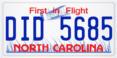 NC license plate DID5685