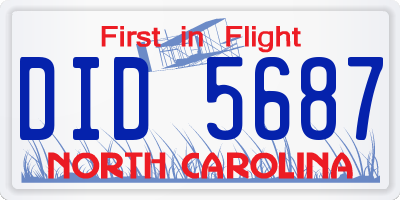 NC license plate DID5687