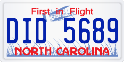NC license plate DID5689