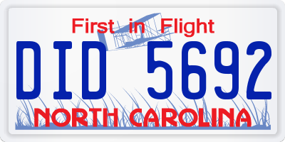 NC license plate DID5692
