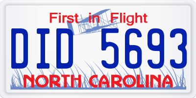 NC license plate DID5693