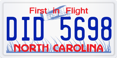 NC license plate DID5698