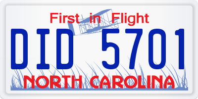 NC license plate DID5701