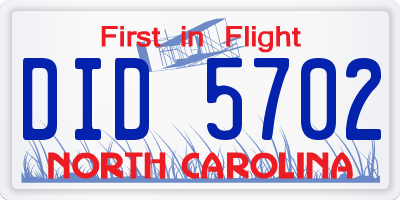 NC license plate DID5702