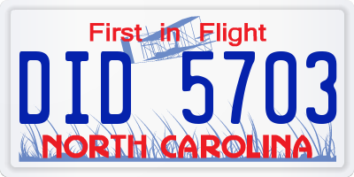 NC license plate DID5703