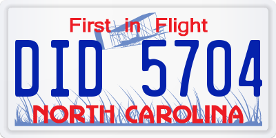 NC license plate DID5704