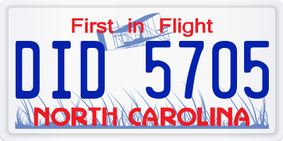 NC license plate DID5705