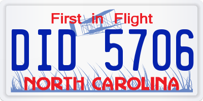 NC license plate DID5706