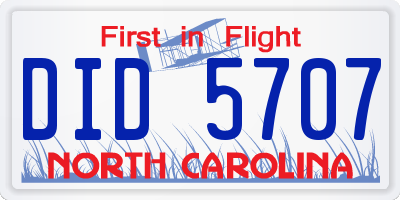 NC license plate DID5707