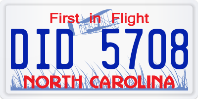 NC license plate DID5708