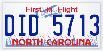 NC license plate DID5713