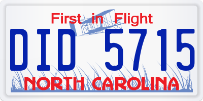 NC license plate DID5715