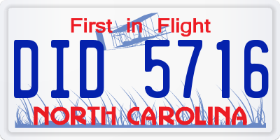 NC license plate DID5716