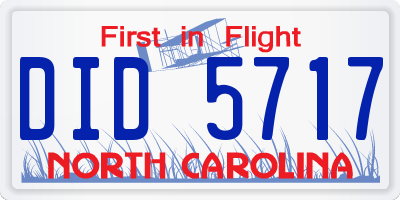 NC license plate DID5717