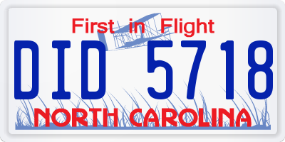 NC license plate DID5718