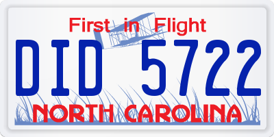 NC license plate DID5722