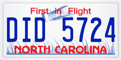 NC license plate DID5724
