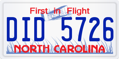 NC license plate DID5726