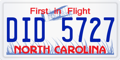 NC license plate DID5727