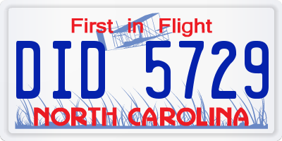 NC license plate DID5729