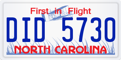 NC license plate DID5730