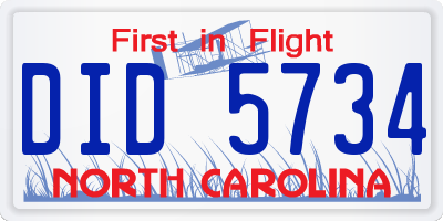 NC license plate DID5734