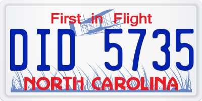 NC license plate DID5735