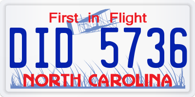 NC license plate DID5736