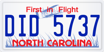 NC license plate DID5737