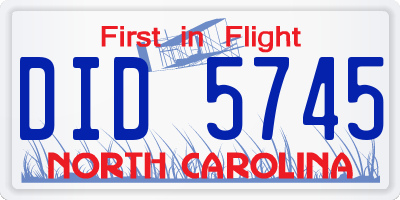 NC license plate DID5745
