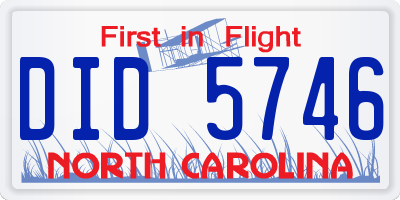NC license plate DID5746