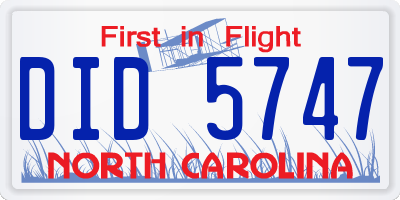 NC license plate DID5747