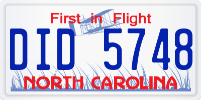 NC license plate DID5748