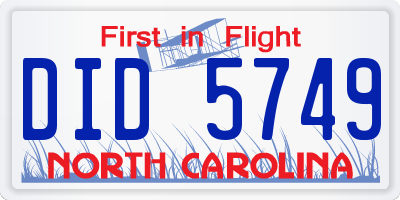 NC license plate DID5749