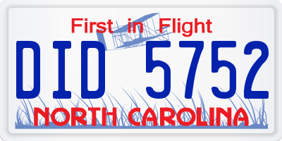 NC license plate DID5752