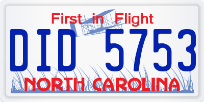 NC license plate DID5753