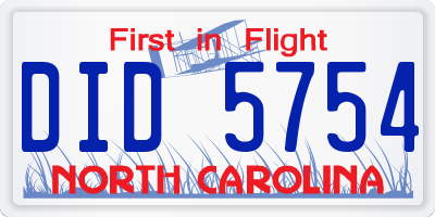 NC license plate DID5754
