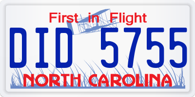 NC license plate DID5755