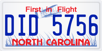 NC license plate DID5756