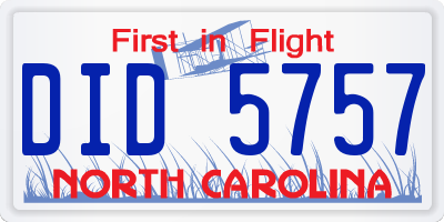 NC license plate DID5757