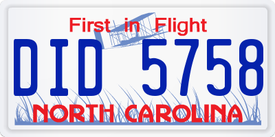 NC license plate DID5758