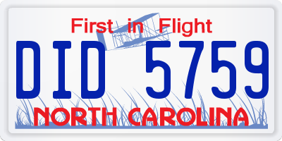 NC license plate DID5759